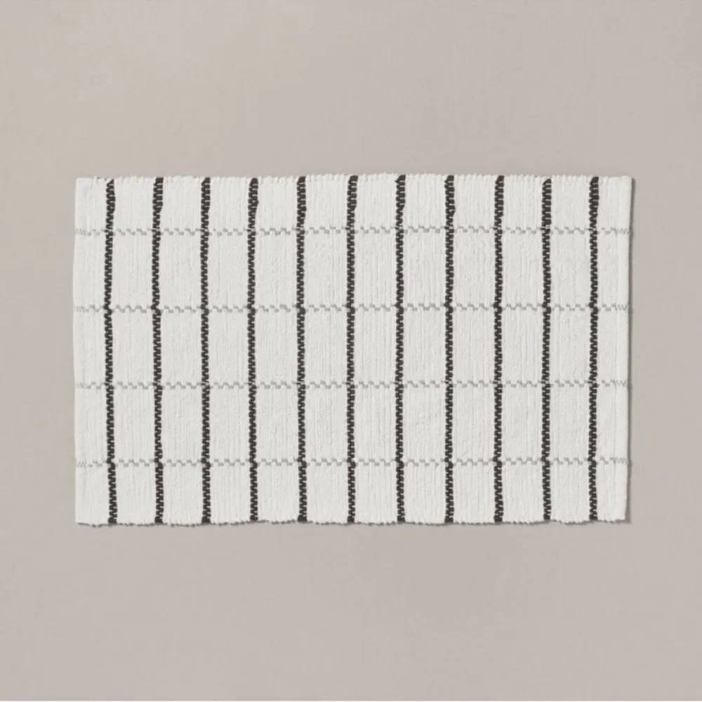 Hearth & Hand Woven 20x32” Grey and White Striped Bath Mat